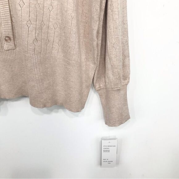 Design 365 Safari Tan Faux Button V Neck Pullover Knit Sweater NEW - Picture 6 of 13